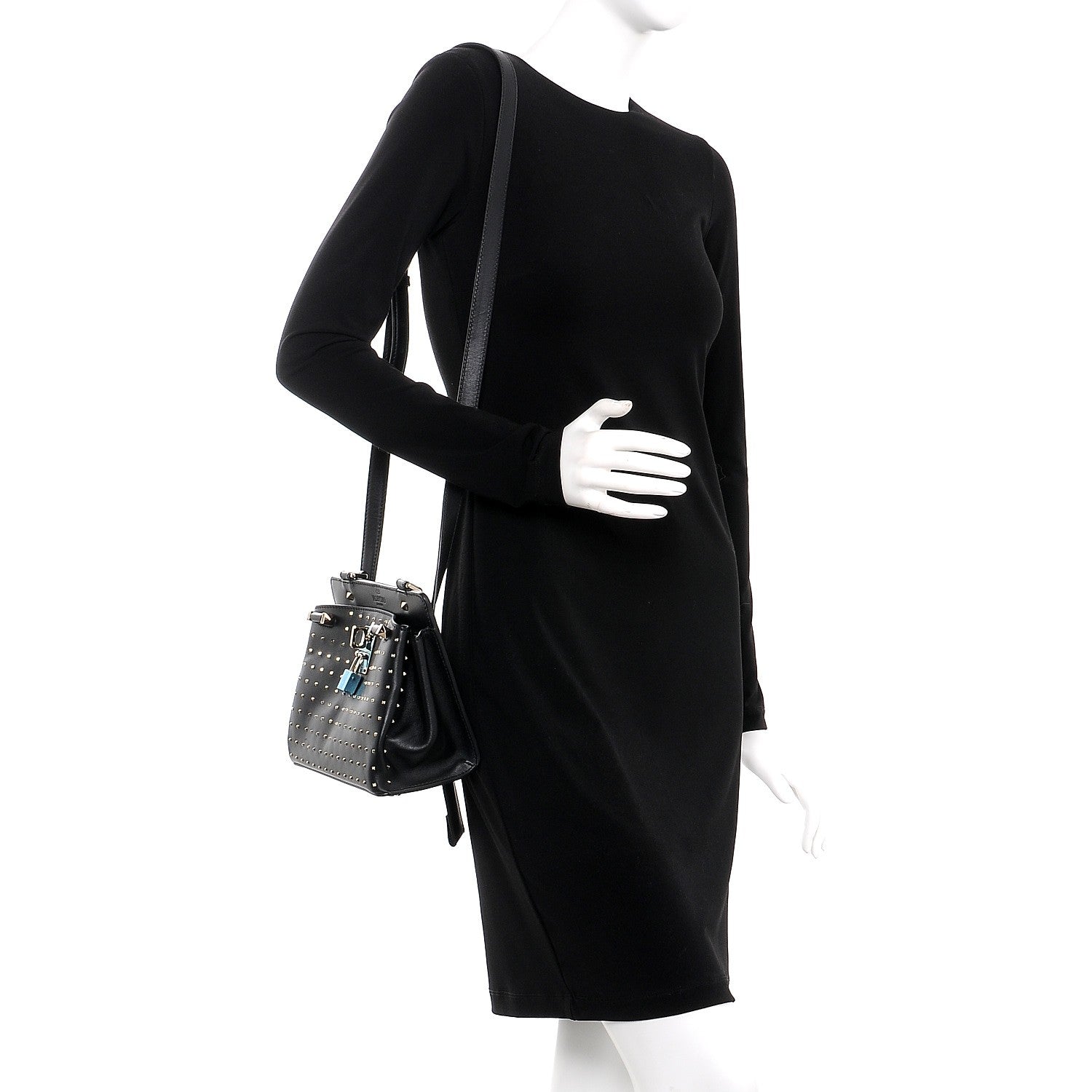 Valentino Garavani Calfskin Studded Small Joylock Satchel Black 2 of 8