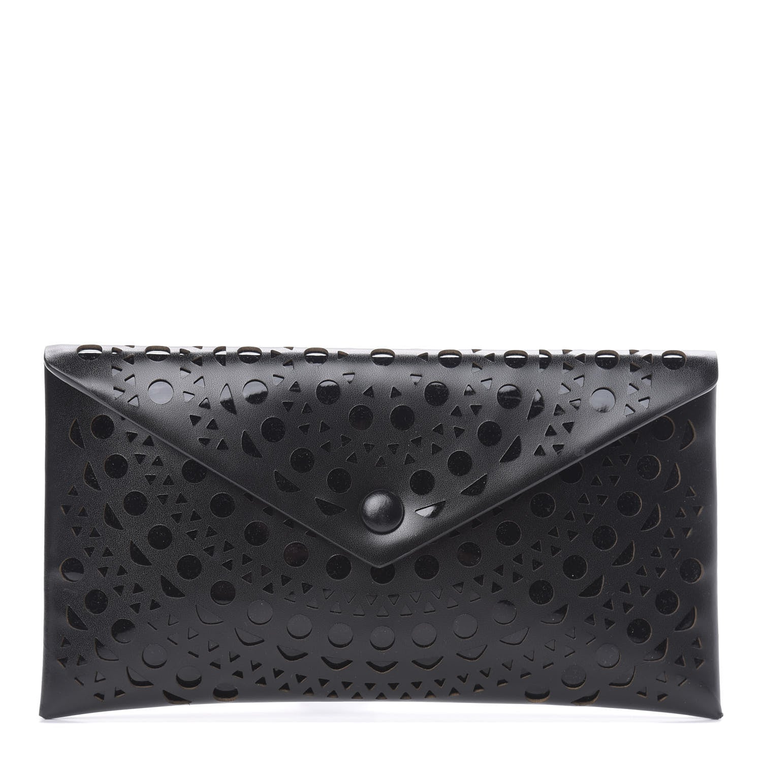 Alaia Calfskin Laser Cut Envelope Clutch Black 1 of 10