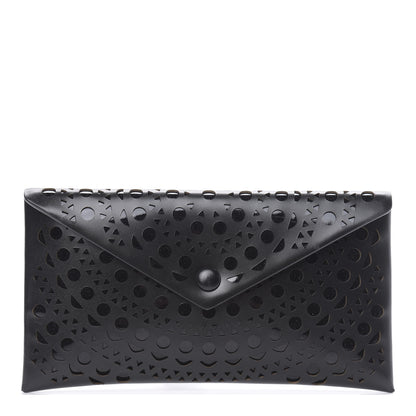 Alaia Calfskin Laser Cut Envelope Clutch Black 1 of 10