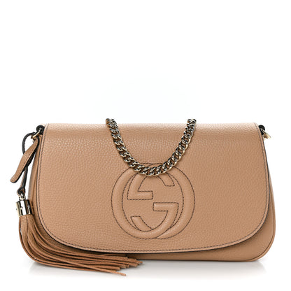 Gucci Pebbled Calfskin Medium Soho Flap Crossbody Camelia 1 of 9