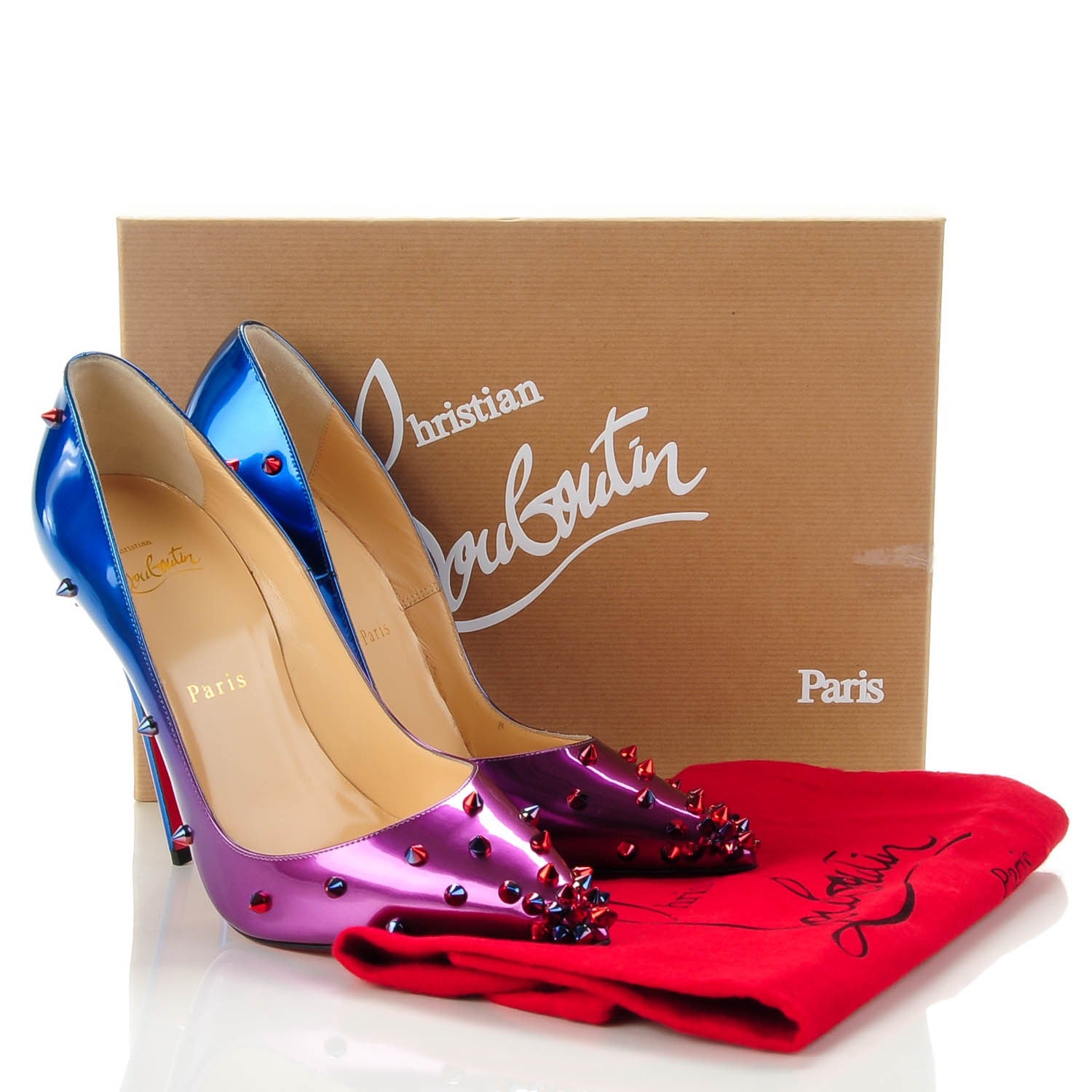 Christian Louboutin Patent Scarabe Degraspike 120 Pumps 38 Rose Digitale 5 of 7