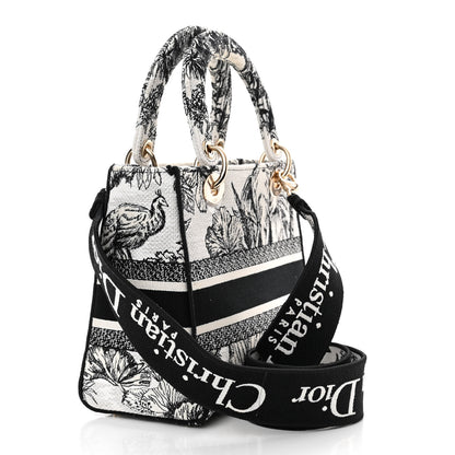 Christian Dior Canvas Embroidered Zodiac Toile De Jouy Medium Lady D-Lite White Black 3 of 13