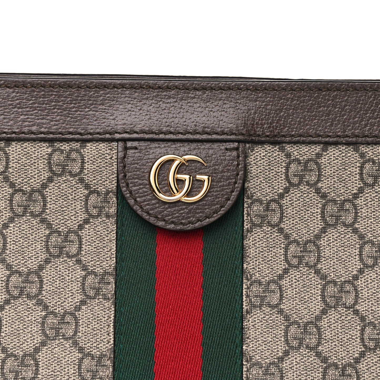 GG Supreme Monogram Web Medium Ophidia Chain Shoulder Bag Brown