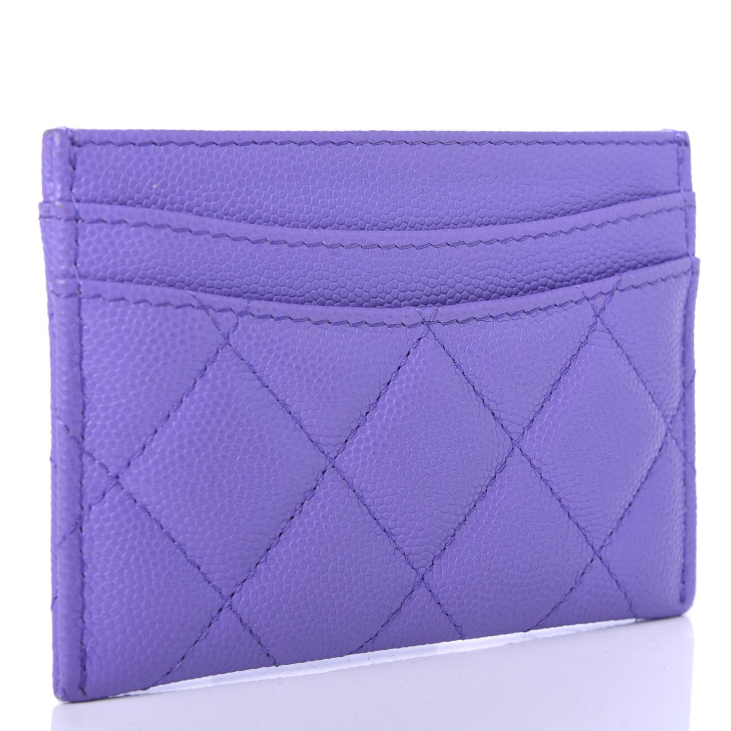 Caviar Quilted Card Holder Purple