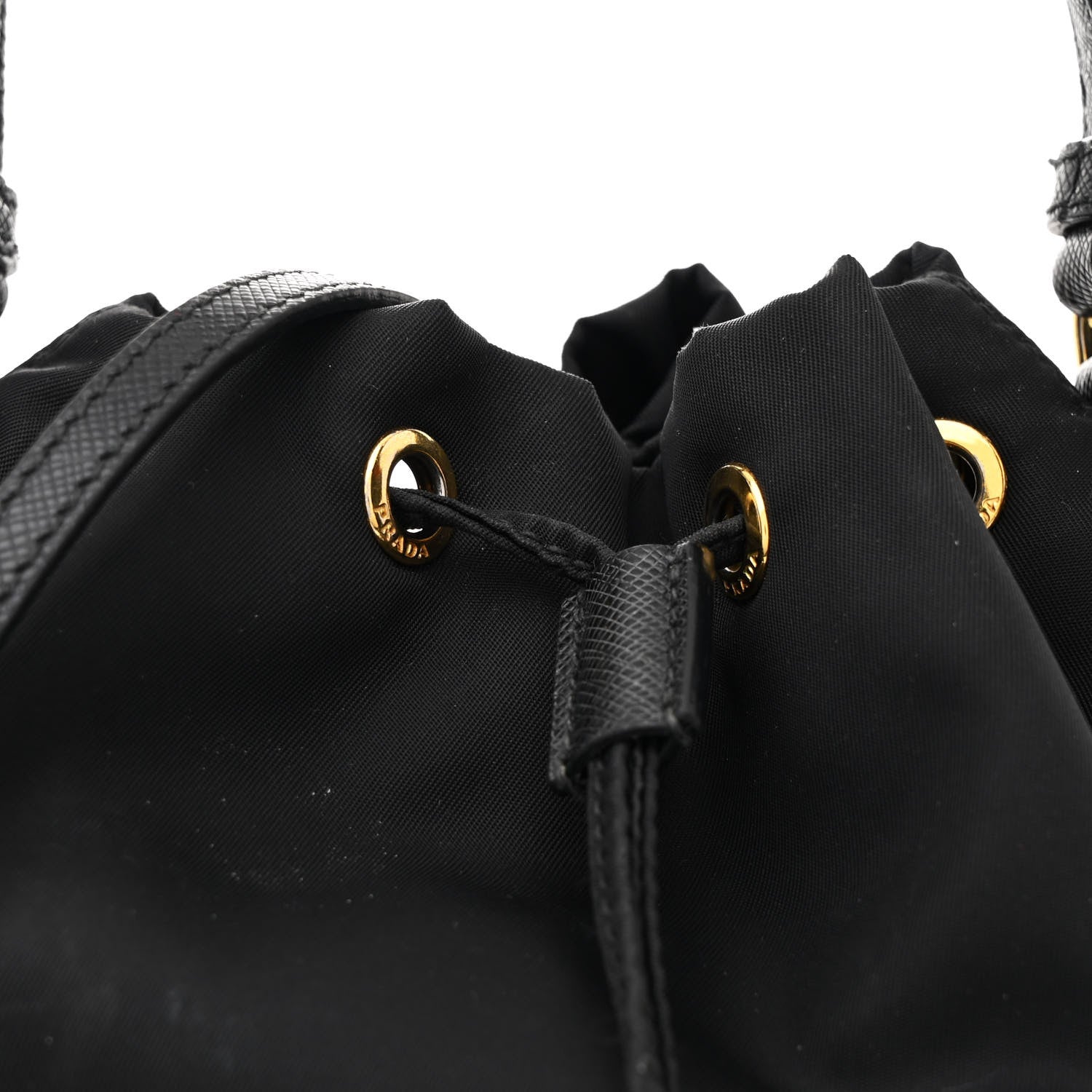 Prada Saffiano Tessuto Nylon Mini Bucket Crossbody Bag Black 7 of 9