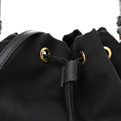 Prada Saffiano Tessuto Nylon Mini Bucket Crossbody Bag Black 7 of 9