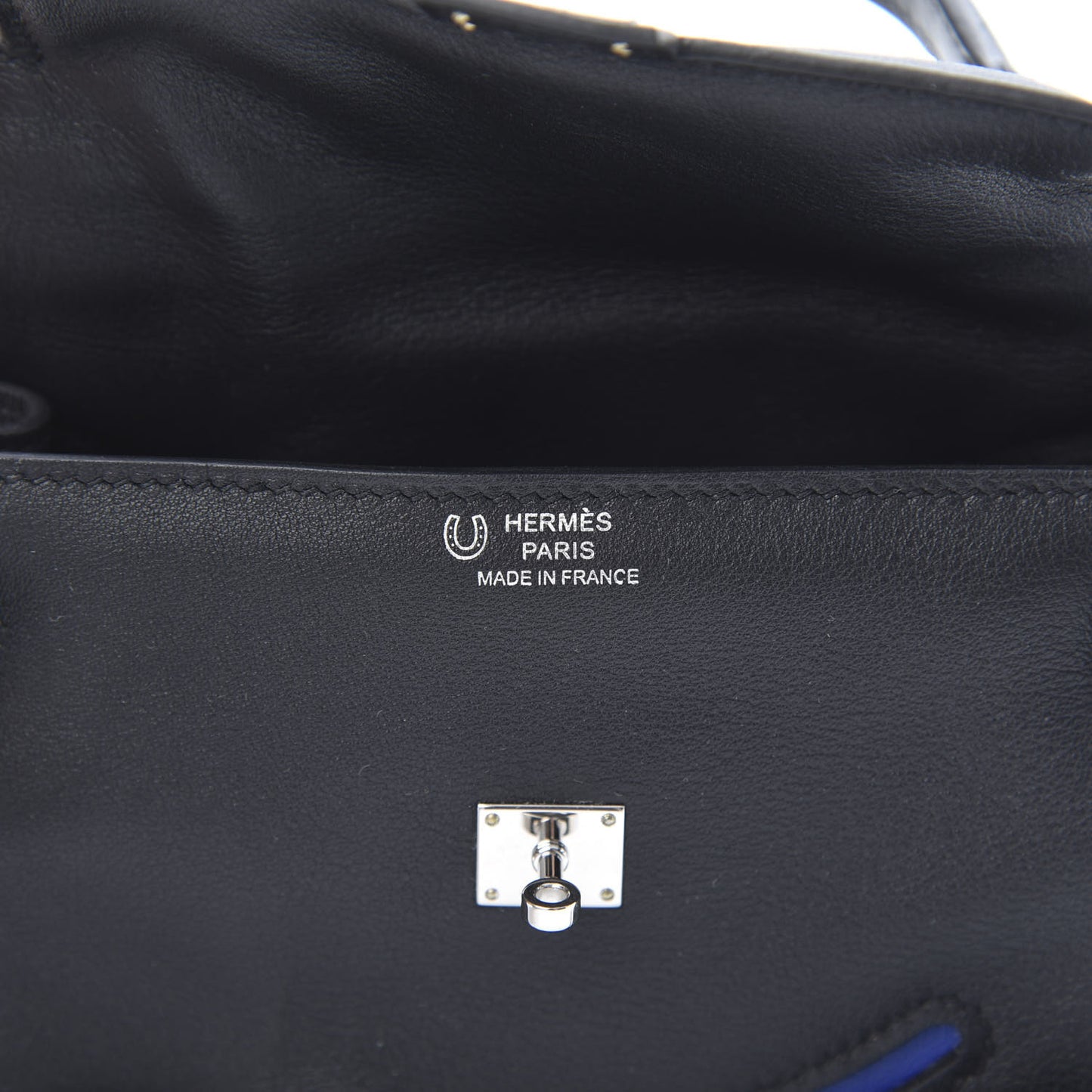 Swift Horseshoe Quelle Idole Kelly Doll Handbag Black Bleu Electrique
