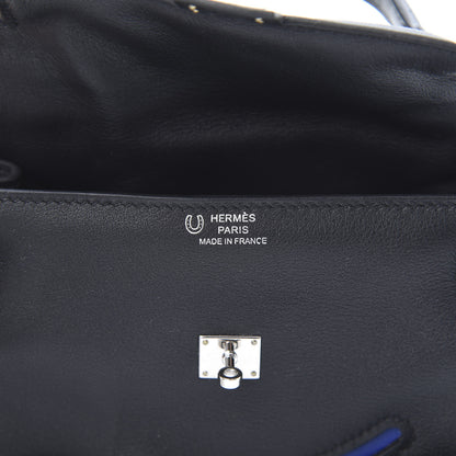 Hermes Swift Horseshoe Quelle Idole Kelly Doll Handbag Black Bleu Electrique 6 of 10