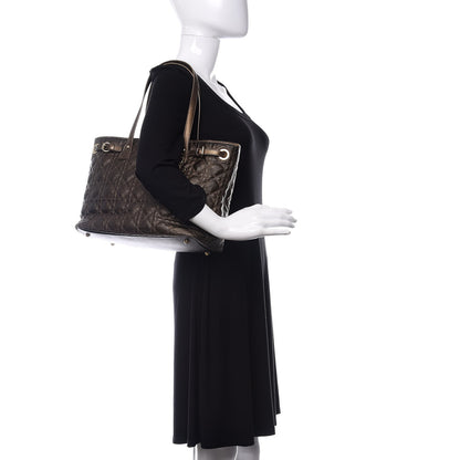 Christian Dior Coated Canvas Cannage Medium Panarea Tote Bronze 2 of 8