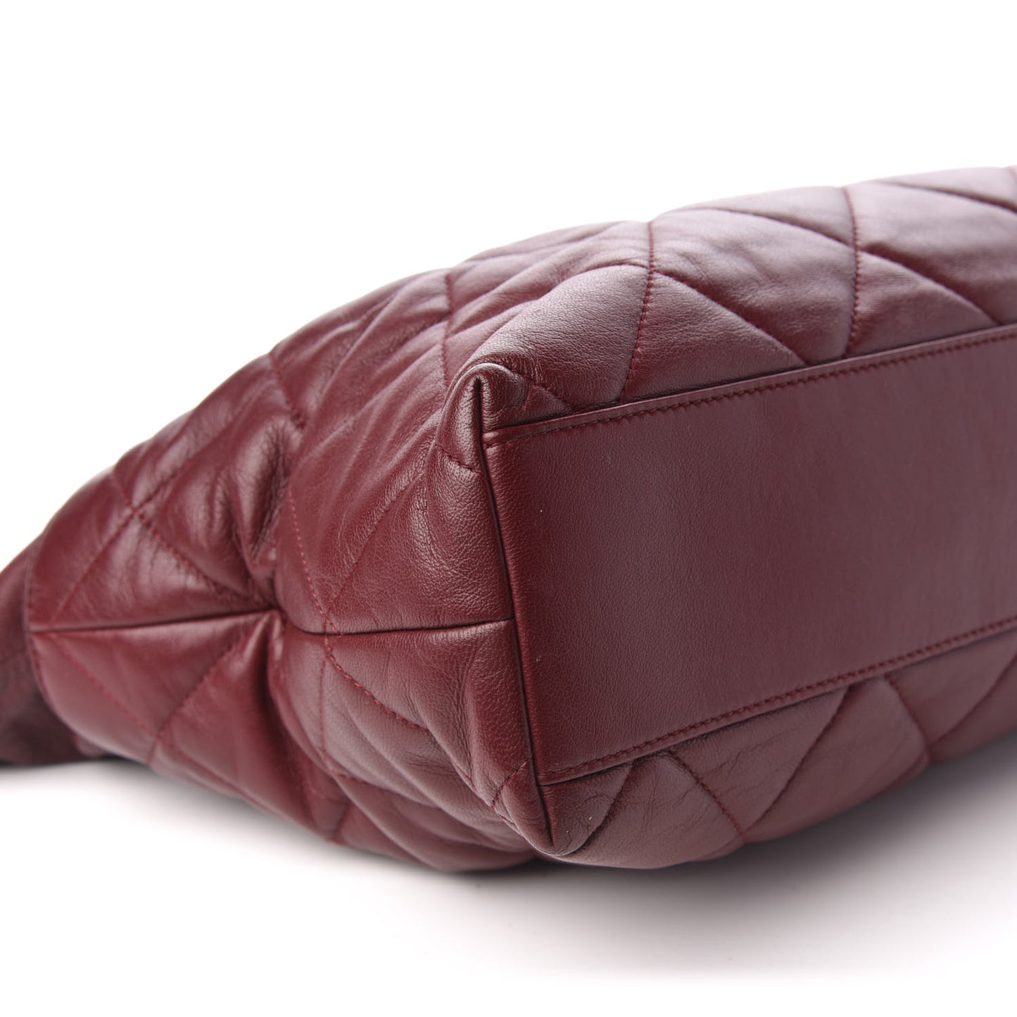 Lambskin Quilted Drawstring Shopping Bag Red