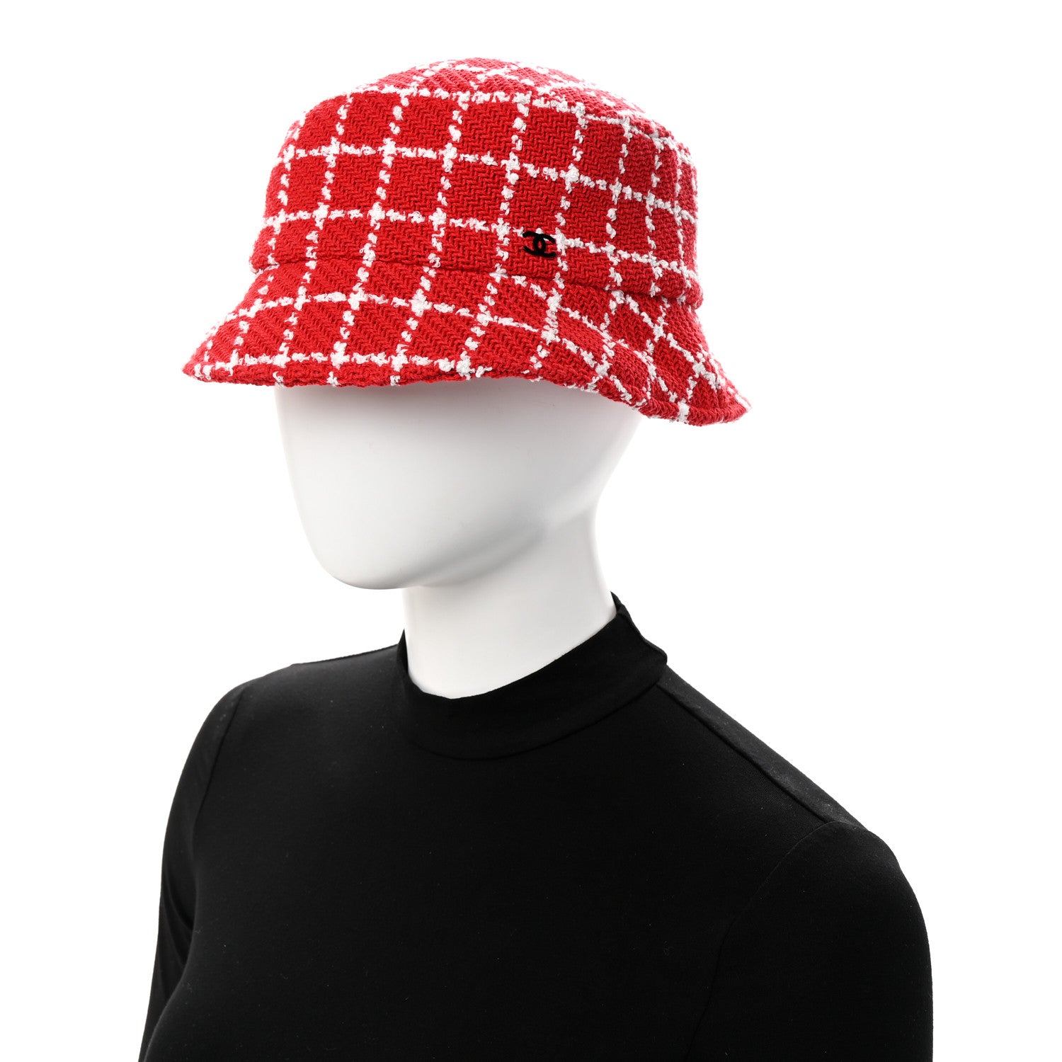 Chanel Cotton Tweed CC Bucket Hat L Red White 2 of 8