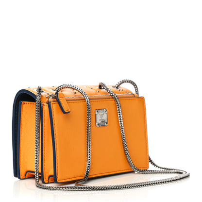 MCM Lambskin Diamond Disco Mini Flap Crossbody Bag Orange 3 of 18