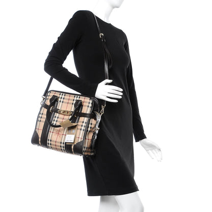 Burberry Haymarket Check Medium Minford Portrait Tote Chocolate 2 of 7