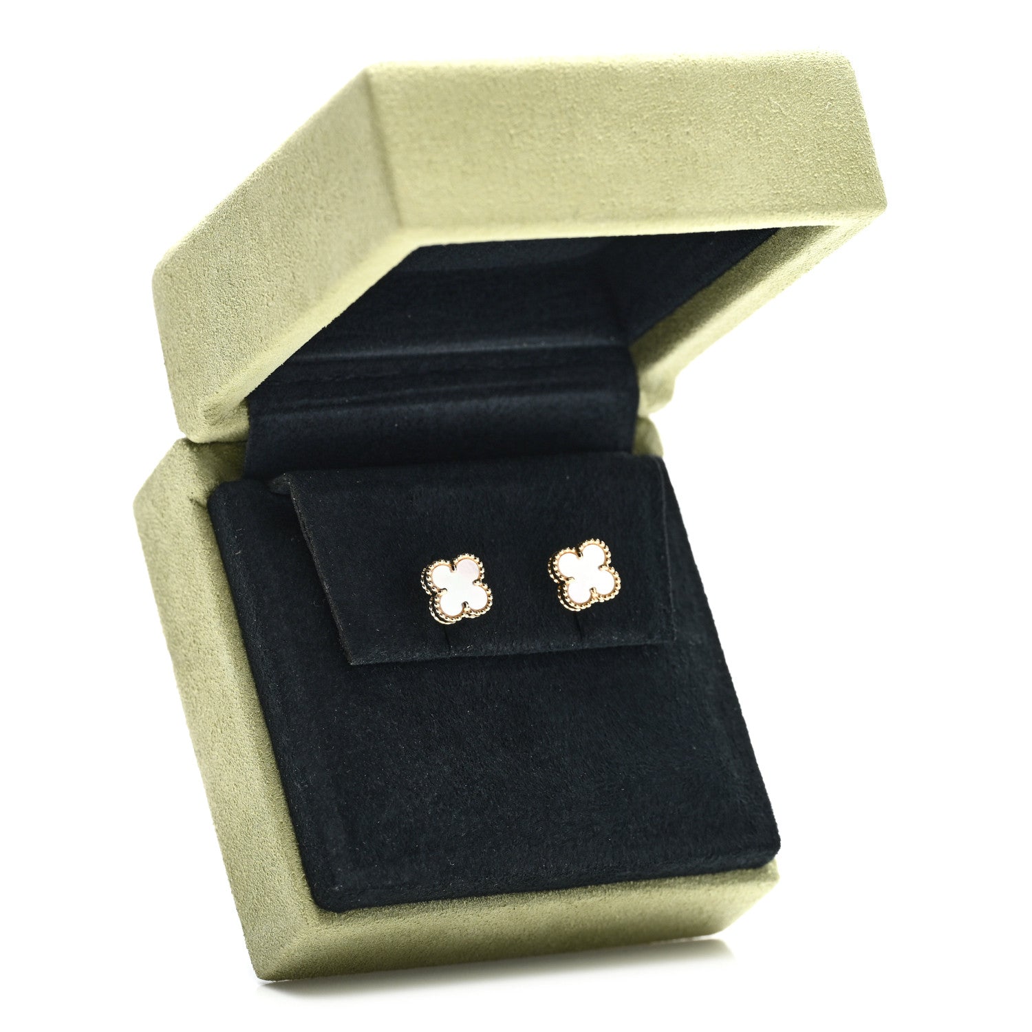 Van Cleef & Arpels 18K Yellow Gold Mother of Pearl Sweet Alhambra Earrings 5 of 5