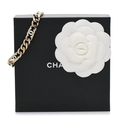 Chanel Enamel Metal CC Chain Bracelet Gold White 5 of 5