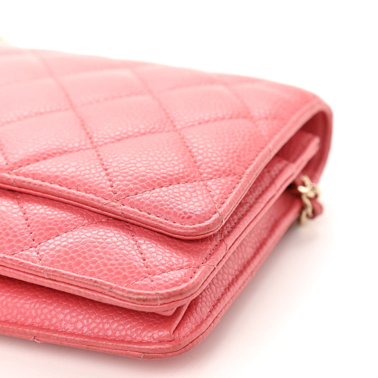 Caviar Quilted Wallet on Chain WOC Pink
