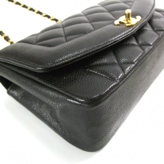 Caviar Quilted Shoulder Bag Black