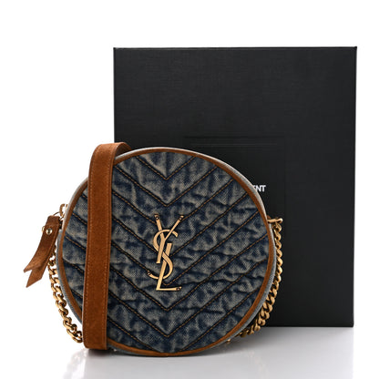 Saint Laurent Denim Quilted Monogram Round Crossbody Bag Rodeo Blue 13 of 13