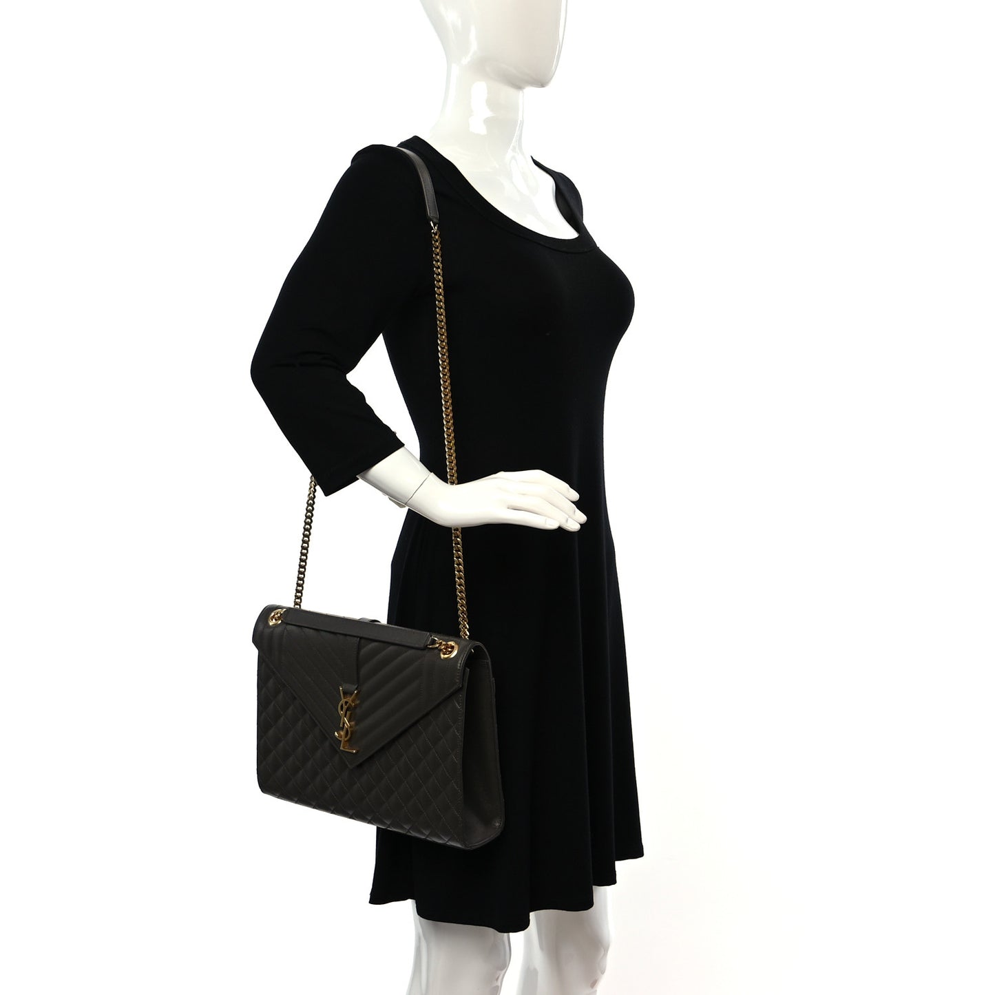 Grain De Poudre Textured Mixed Matelasse Large Triquilt Monogram Satchel Pebble