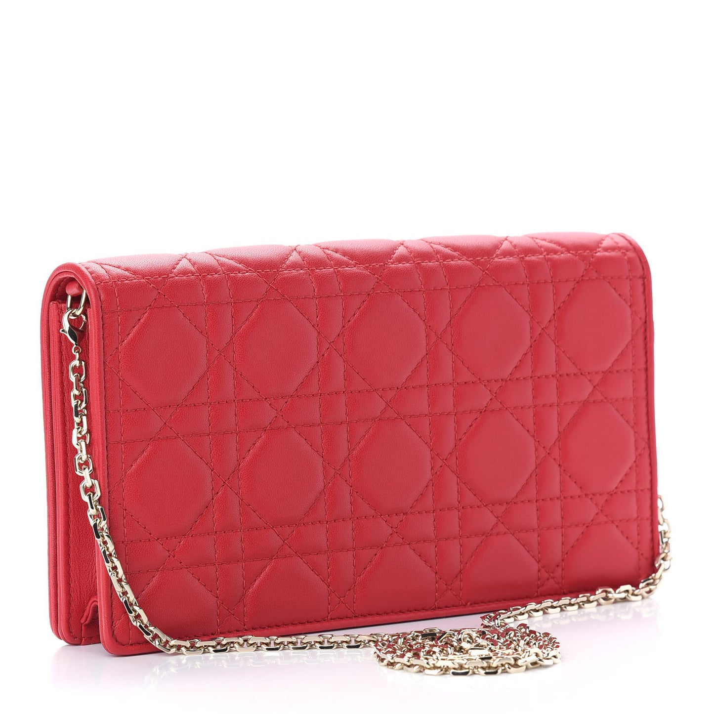 Lambskin Cannage Lady Dior Convertible Clutch Red
