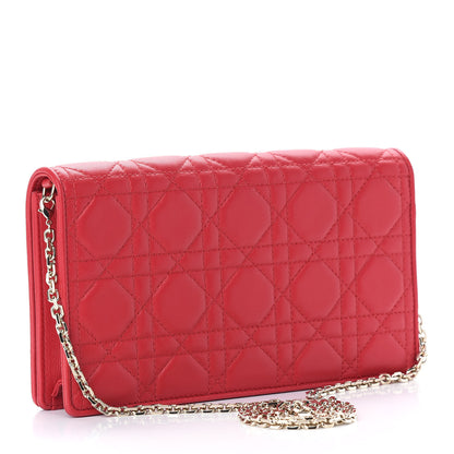 Christian Dior Lambskin Cannage Lady Dior Convertible Clutch Red 4 of 10