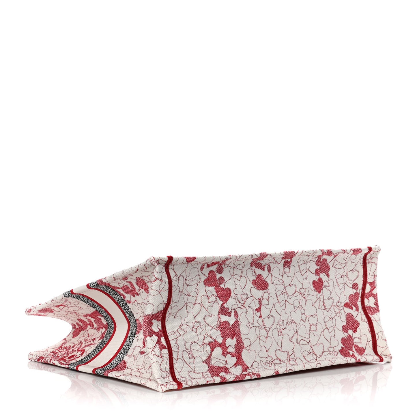 Canvas Embroidered Large Dioramour D-Royaume Book Tote Red Multicolor