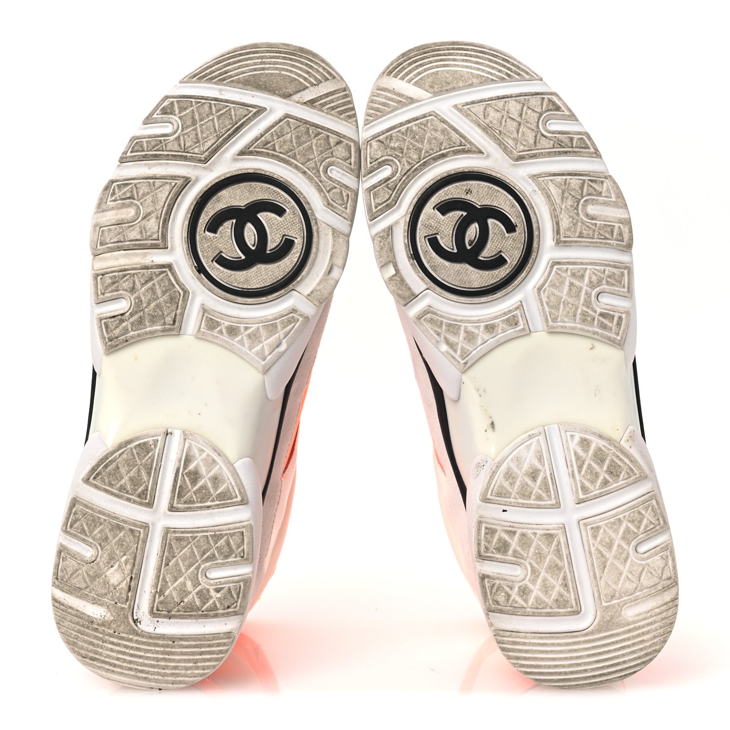 Chanel Suede Calfskin Lambskin Neoprene High Top CC Sneakers 39 White Fluo Orange 7 of 13