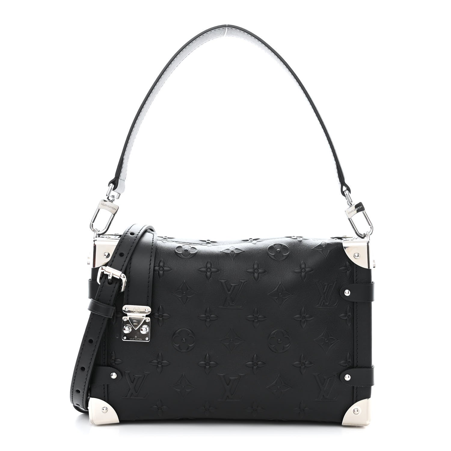 Louis Vuitton Calfskin Debossed Monogram Side Trunk Black 1 of 9