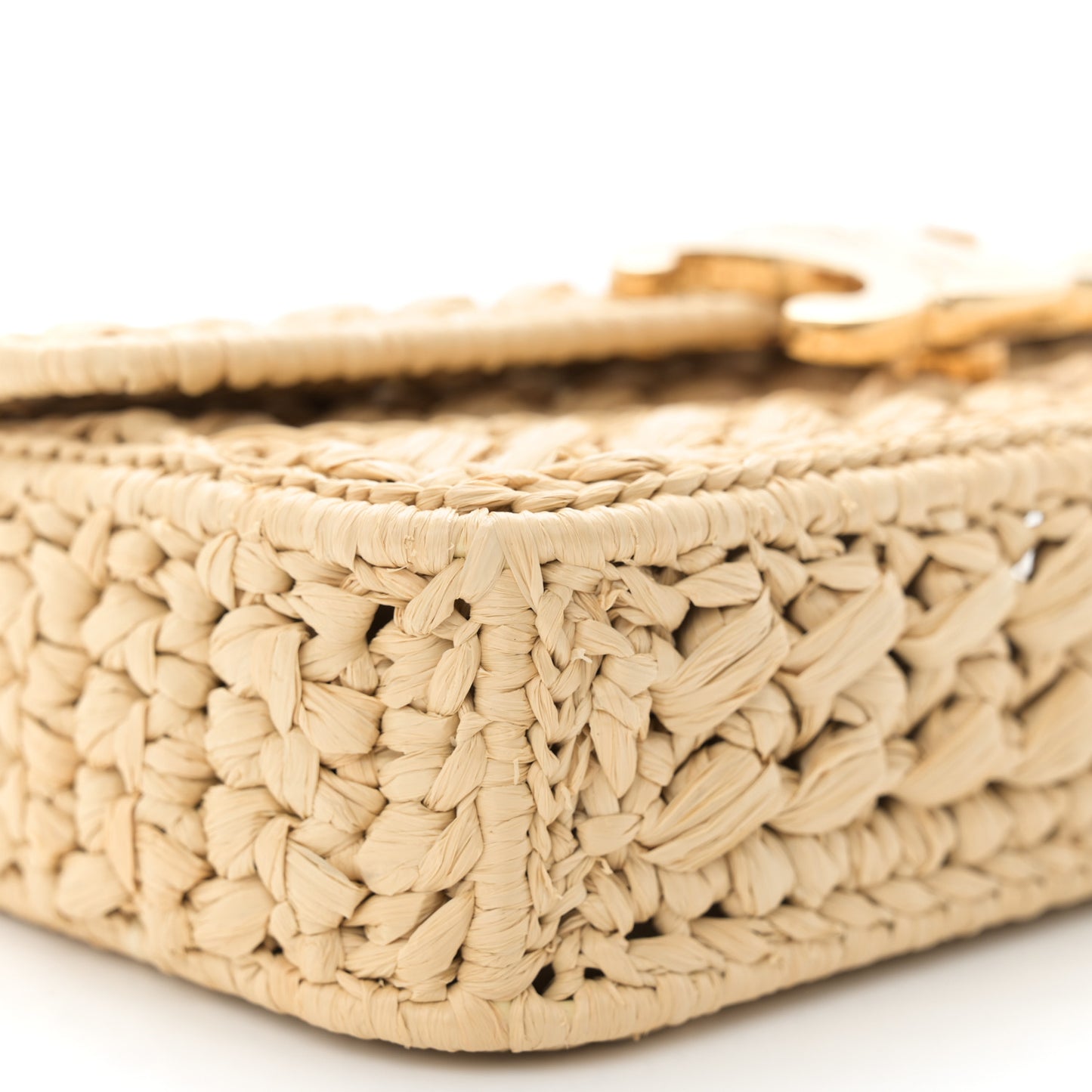 Raffia Effect Claude Chain Shoulder Bag Natural