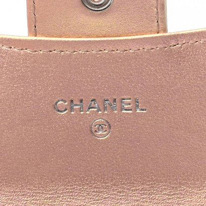 Chanel Iridescent Calfskin Quilted Flap Card Holder Wallet Pink 7 of 8