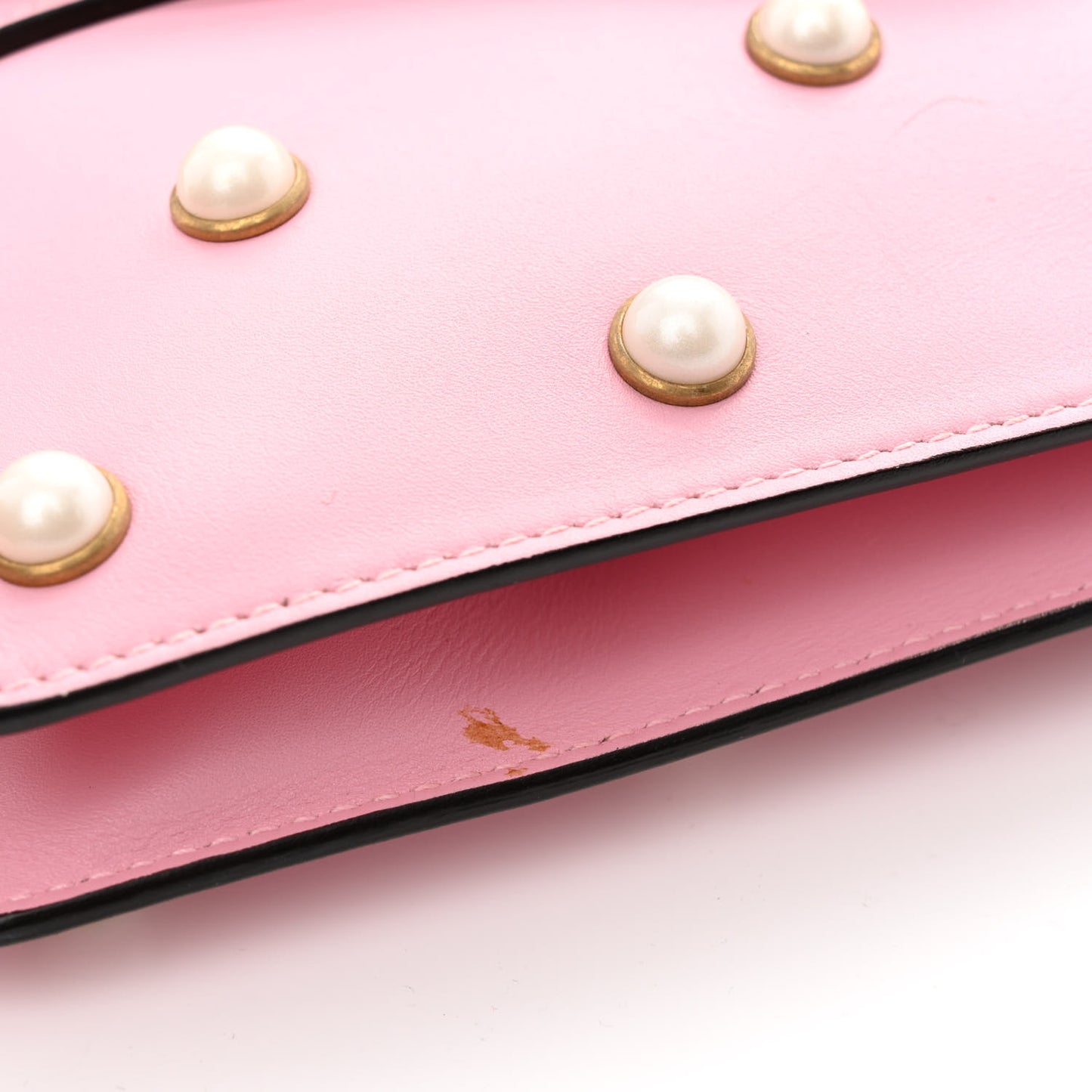 Nappa Pearl Studded Mini Queen Margaret Broadway Shoulder Bag Sugar Pink