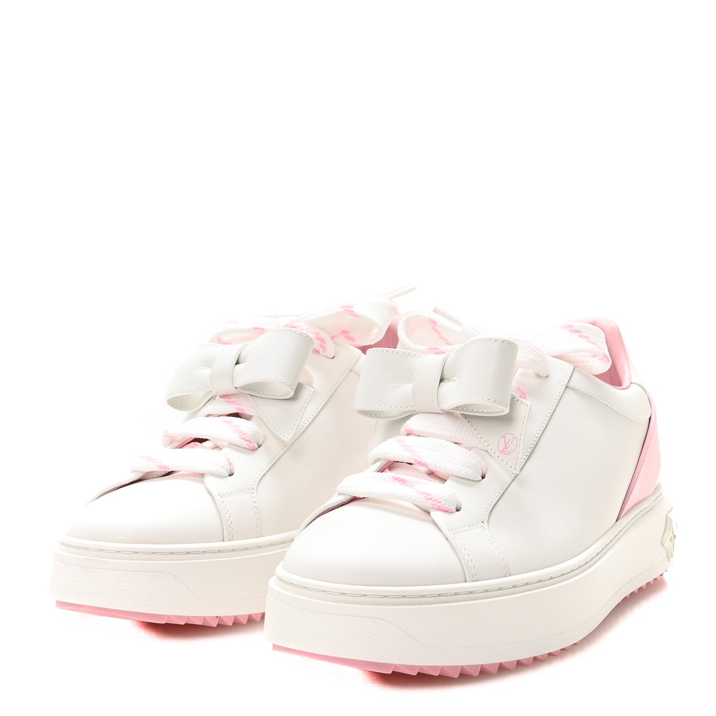 Calfskin Time Out Bow Sneakers 41 White Pink