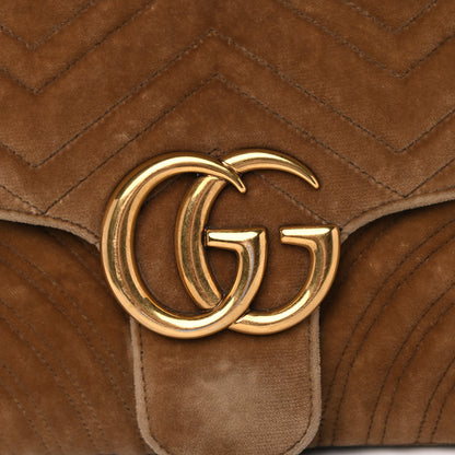 Gucci Velvet Matelasse Medium GG Marmont Shoulder Bag Taupe 8 of 19
