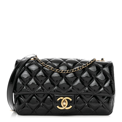 Chanel Patent Goatskin Quilted Medium CC Eyelet Flap Black 1 of 13