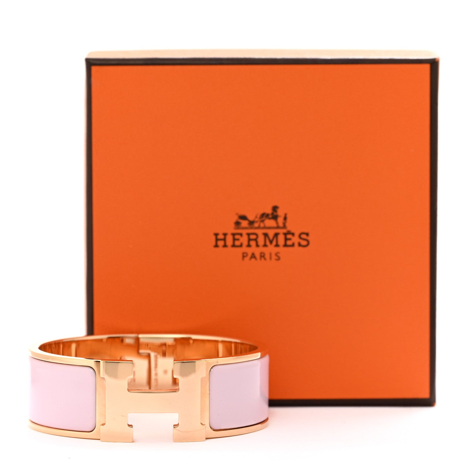 Hermes Enamel Wide Clic Clac H Bracelet GM Rose Dragee 7 of 7