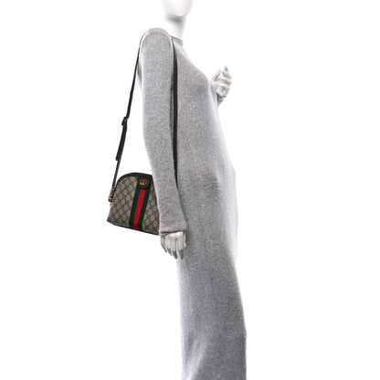 Gucci GG Supreme Monogram Textured Dollar Calfskin Web Small Ophidia Dome Shoulder Bag Beige Ebony New Acero 2 of 11