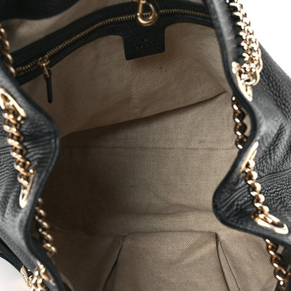 Gucci Pebbled Calfskin Medium Soho Chain Shoulder Bag Black 5 of 8