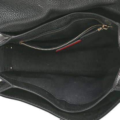 Valentino Garavani Pebbled Calfskin Medium Rockstud Flap Saddle Bag Black 5 of 11
