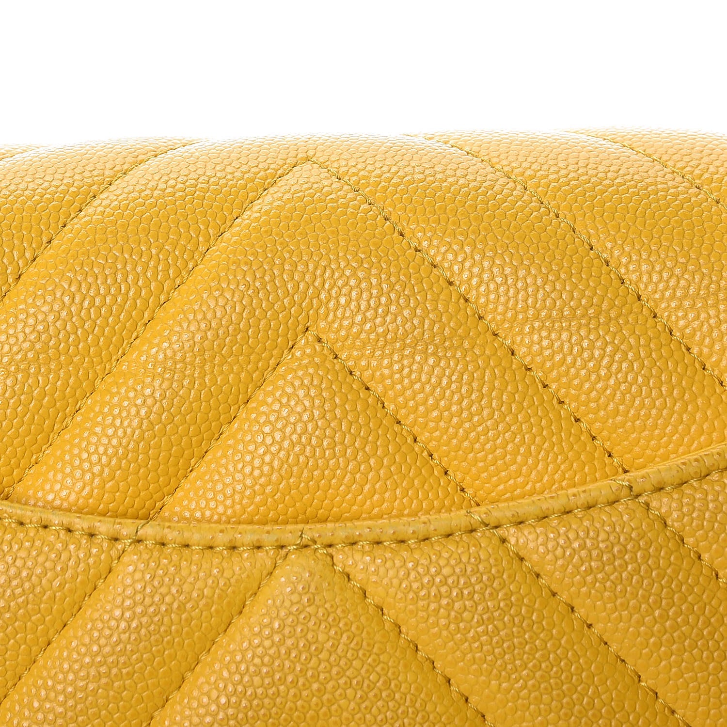 Chanel Caviar Chevron Quilted Mini Rectangular Flap Yellow 14 of 14