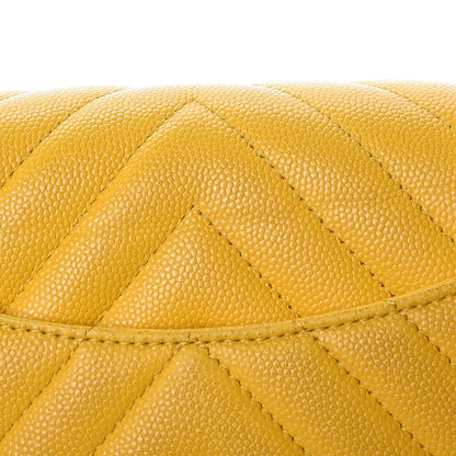 Chanel Caviar Chevron Quilted Mini Rectangular Flap Yellow 14 of 14