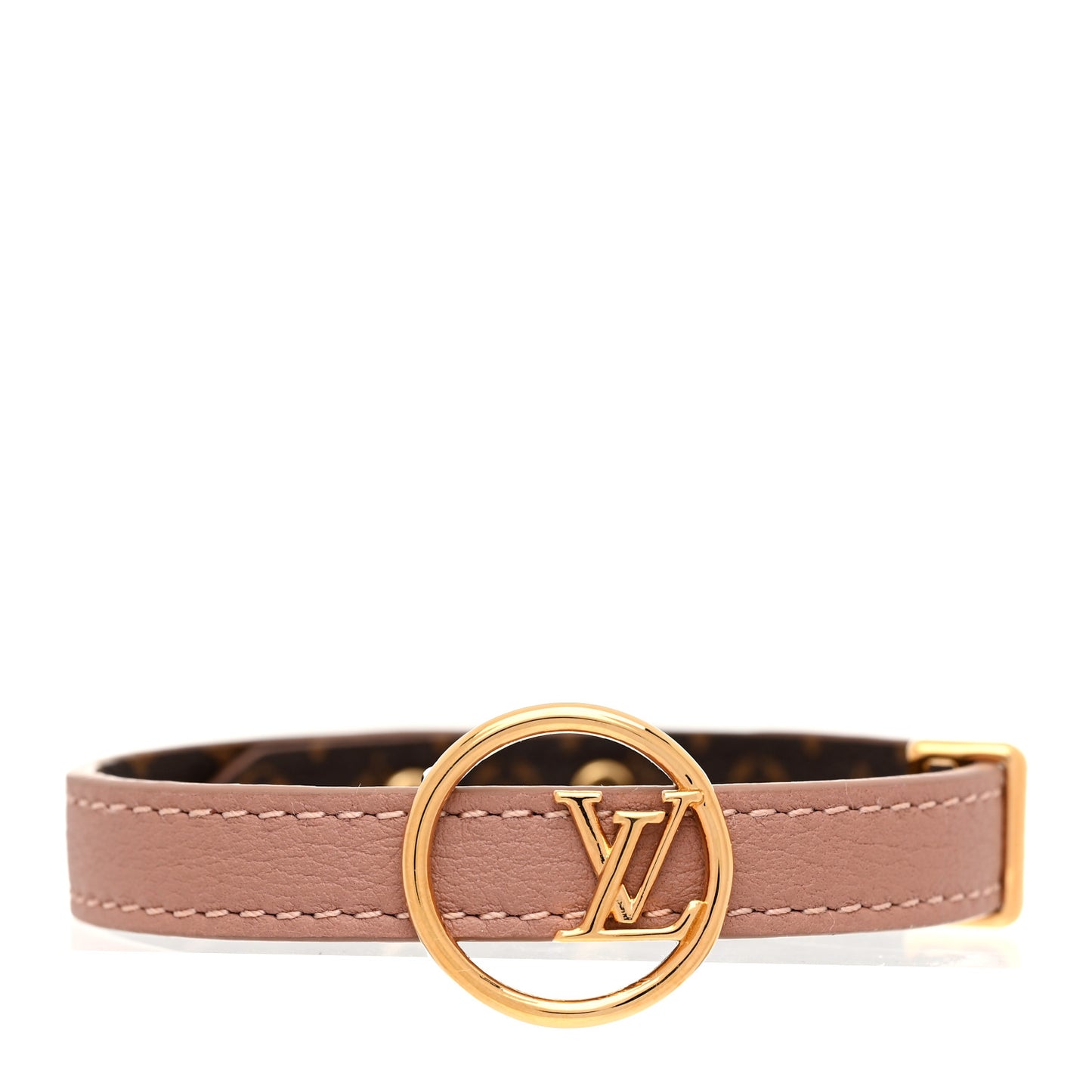 Monogram Calfskin LV Eclipse Reversible Bracelet 19 Rose Poudre