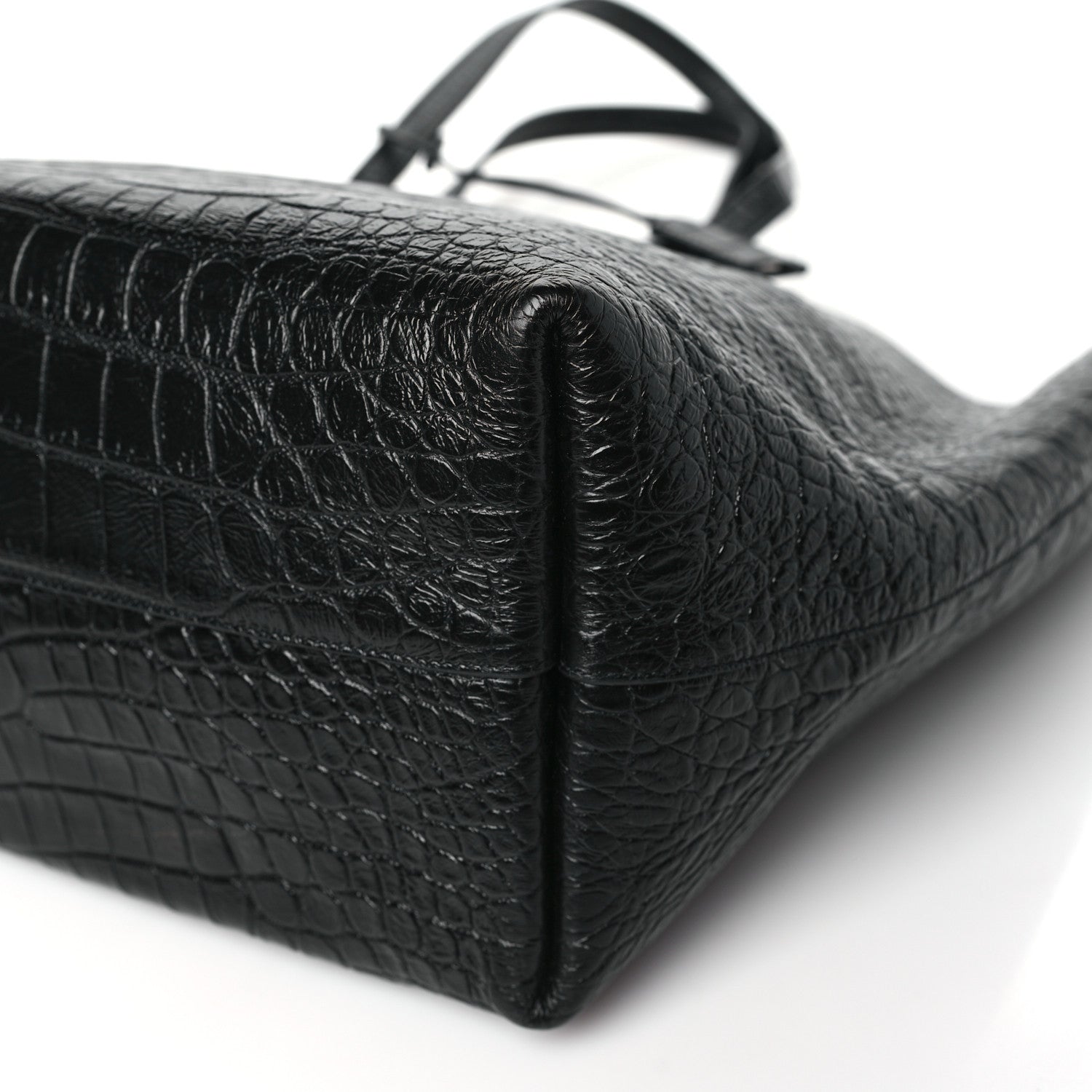Saint Laurent Calfskin Crocodile Embossed Large Shopper Tote Black 11 of 11