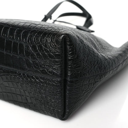 Saint Laurent Calfskin Crocodile Embossed Large Shopper Tote Black 11 of 11