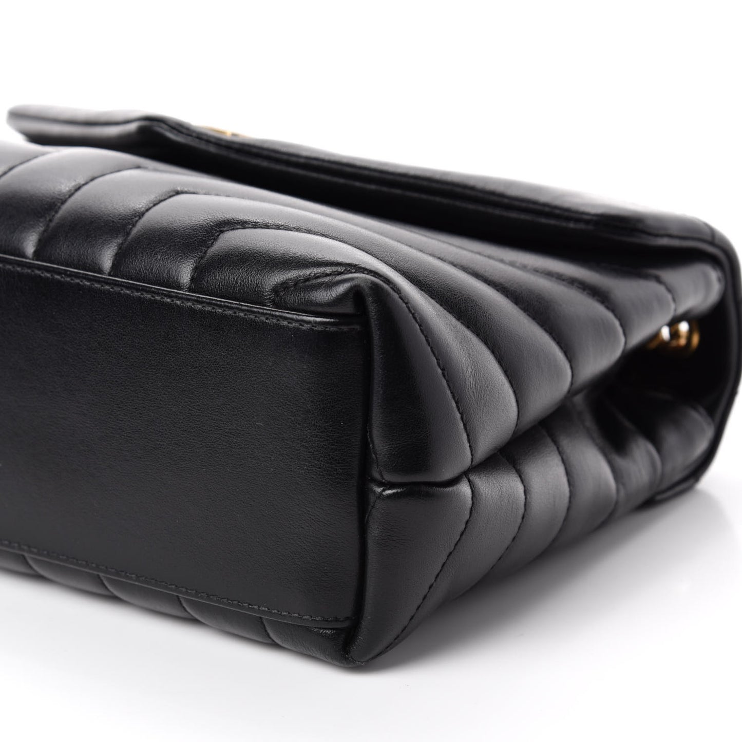 Calfskin Y Quilted Monogram Small Loulou Chain Satchel Black