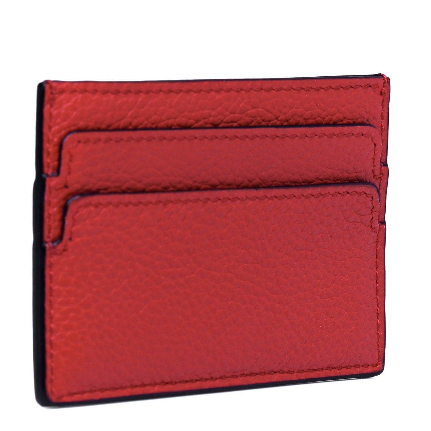 Calfskin Skull Card Holder Scarlet Red