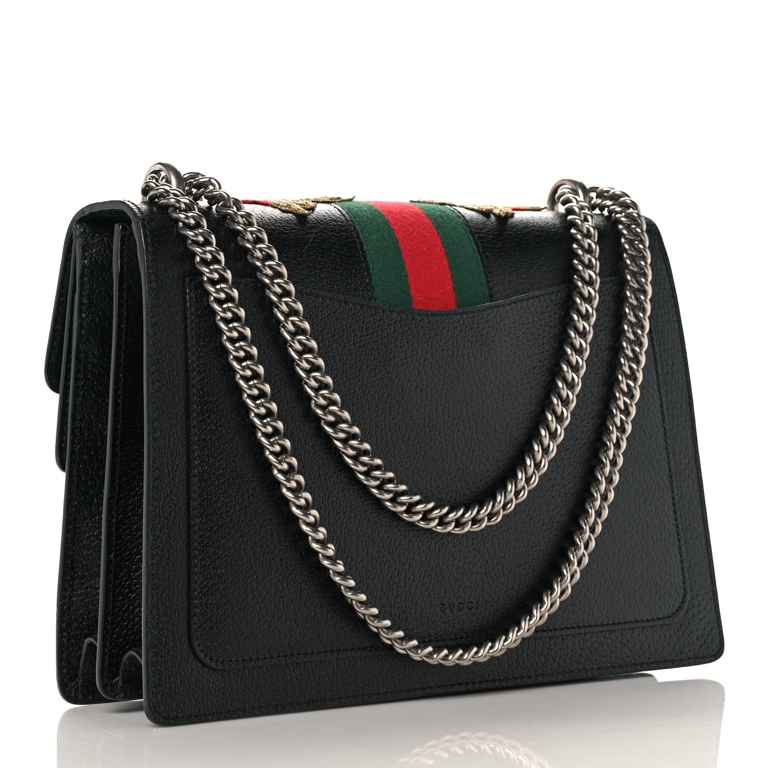 Gucci Calfskin Web Floral Embroidered Medium Dionysus Shoulder Bag Black 3 of 18