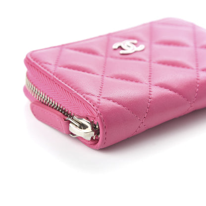 Chanel Lambskin Quilted Zip Around Coin Purse Pink 6 of 11