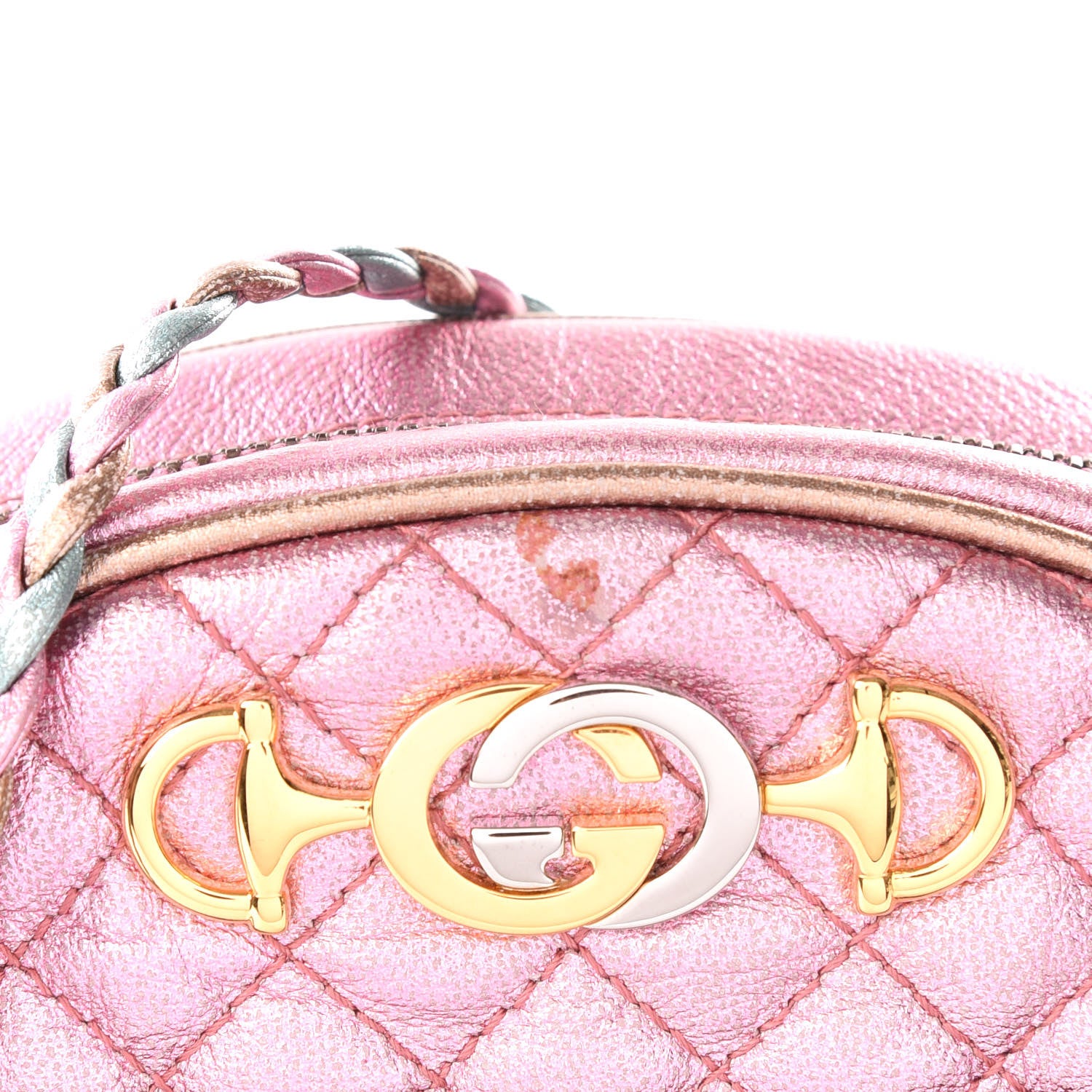 Gucci Laminated Nappa Trapuntata Mini Zumi Dome Shoulder Bag Rosa Lago Rame 12 of 12