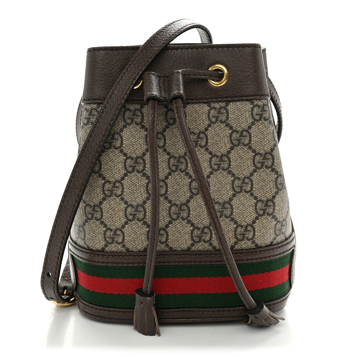 GG Supreme Monogram Web Mini Ophidia Bucket Bag Brown
