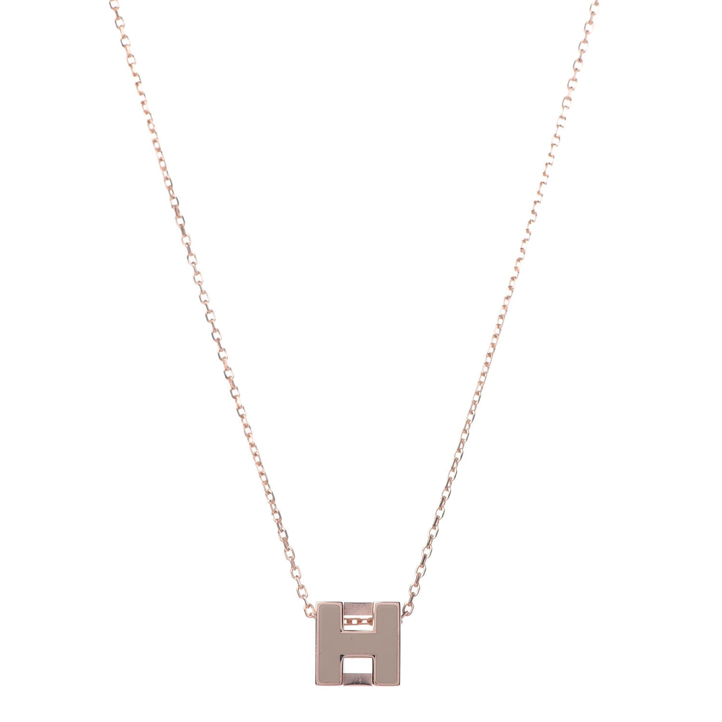 Rose Gold Lacquered Cage d'H Necklace Marron Glace